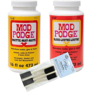 imageMod Podge Complete Decoupage KitTwo 16oz Bottles Waterbase SealerGlue Matte Gloss Finish with 4pk Foam Brush Set ClearCrafters Choice Brushes