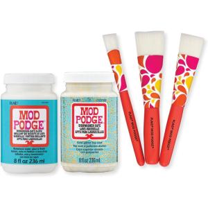 imageMod Podge Dishwasher Safe Decoupage Set Includes 3 Soft Bristle Brushes Perfect for DIY Arts and Crafts Projects Assorted