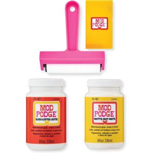 imageMod Podge Matte and Gloss Decoupage Kit Includes Brayer and Squeegee Perfect for DIY Arts and Crafts Projects Assorted