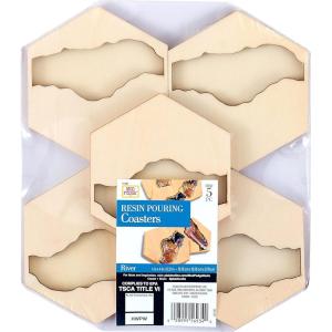 imageMod Podge River Set of 5 Coaster Kit Surface for Epoxy DIY Wood Pouring Supplies for Resin Arts and Crafts 56934E