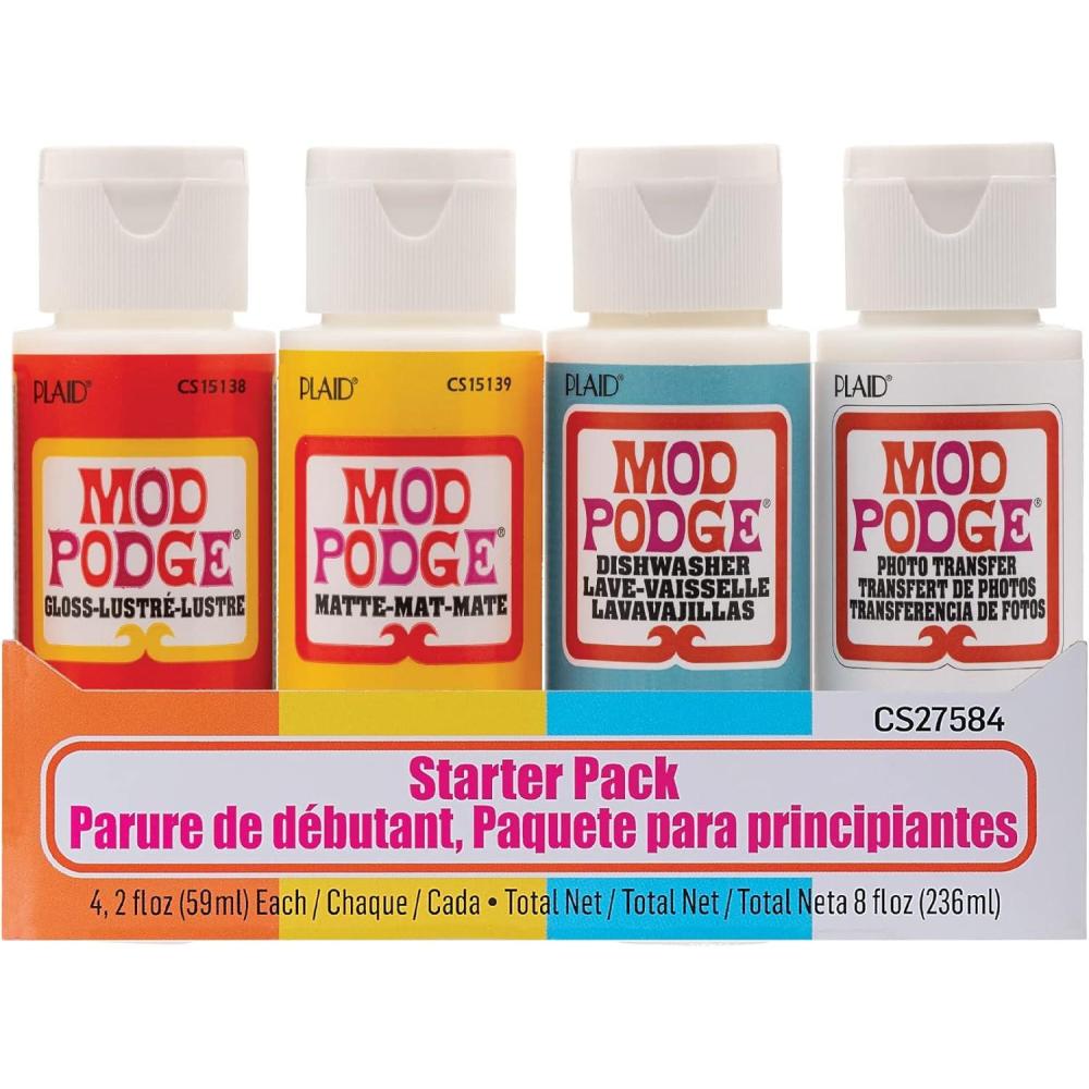 imageMod Podge Complete Decoupage 4 Piece Starter Set Perfect for DIY Arts and Craft Supplies CS27584 Clear